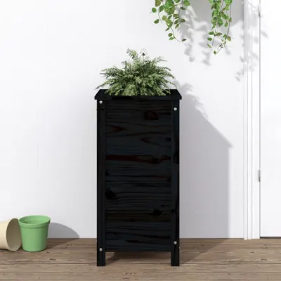 Gossi jardiniera de gradina, negru, 40x40x78 cm, lemn masiv de pin