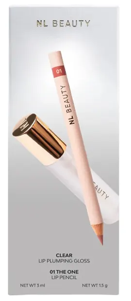 NL Beauty Set - Gloss de mărire și Creion de buze, 01 The One, 3 ml + 1.5 g