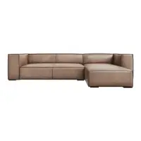 Colțar maro deschis cu tapițerie din piele (cu șezlong pe partea dreaptă) Madame – Windsor & Co Sofas