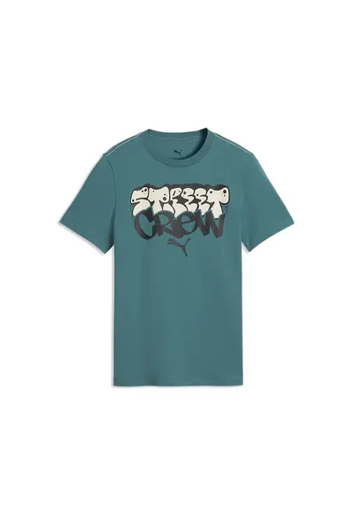 Tricou din bumbac cu imprimeu grafic - Alb/Negru/Albastru petrol