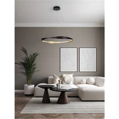Lampa suspendata DOBI Nisipiu Negru & Auriu Aluminiu & Acrylic LED 40W 220-240V 1472Lm 2700-5000K IP20 Dimabil cu remote control