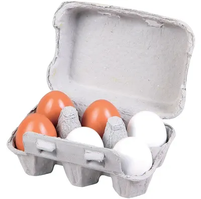 Set Lelin - Ouă din lemn, 6 bucăți