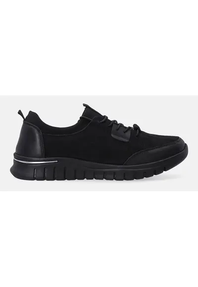 Pantofi sport din piele pentru femei - negri Pantofi sport din piele pentru femei - negri