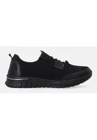 Pantofi sport din piele pentru femei - negri Pantofi sport din piele pentru femei - negri