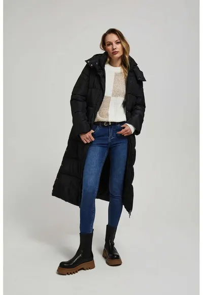Jacheta neagra cu gluga - matlasata - Negru
