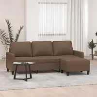 Gossi canapea cu 3 locuri cu taburet, maro, 180 cm, material textil