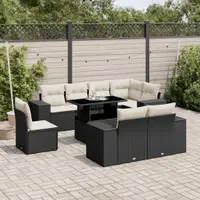 Gossi set mobilier de gradina cu perne, 9 piese, negru, poliratan