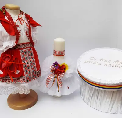 Set Botez Traditional Marina 11 - 3 piese costumas, lumanare si cufar