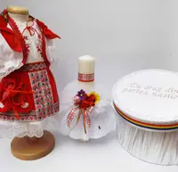 Set Botez Traditional Marina 11 - 3 piese costumas, lumanare si cufar