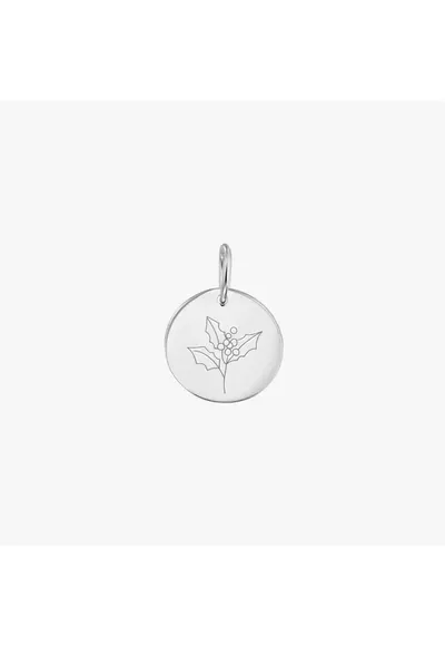 Pandantiv din aur alb Birthflower - December Holly
