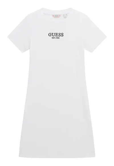 Rochie din amestec de bumbac cu logo - Alb