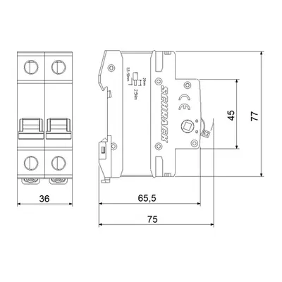 Comutator principal modular 32A, 2-poli