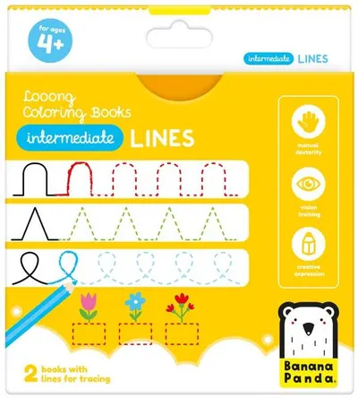 Cărți de colorat Banana Panda Looong Coloring Book - Linii, nivel mediu
