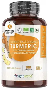 Certified Organic Turmeric, 180 capsule, Weight World
