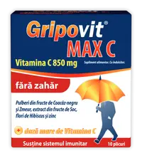 Gripovit Max C fara zahar, 10 plicuri, Zdrovit