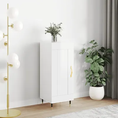Gossi servanta, alb extralucios, 34,5x34x90 cm, lemn compozit