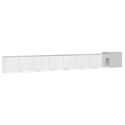 vidaXL Coteț pentru păsări, gri, 700x91x100 cm, oțel galvanizat