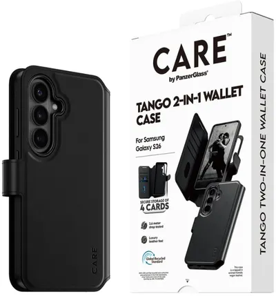 Husă CARE – Tango Two-in-One, Qi, Galaxy S26, neagră