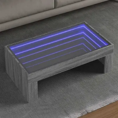 vidaXL Măsuță de cafea cu LED infinity, gri sonoma, 90x50x30 cm