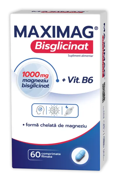 Maximag Bisglicinat, 60 comprimate filmate, Zdrovit