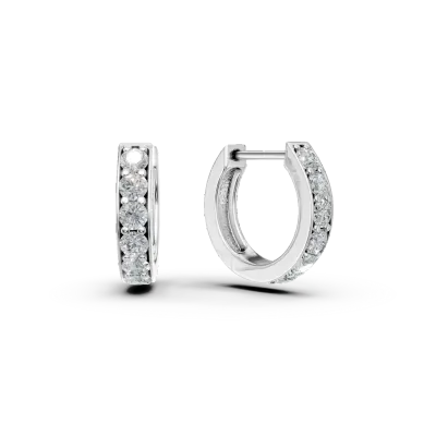 Cercei creole din aur alb cu diamante de 0.3ct
