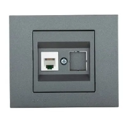 Priza Date (CAT6) ST Grano Met Ovivo OV00185, 10A, 250V, IP20, fumuriu