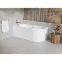 Cada baie 180x80 cm, orientare stanga, masca frontala cu riflaje inclusa, alba, Besco Avita