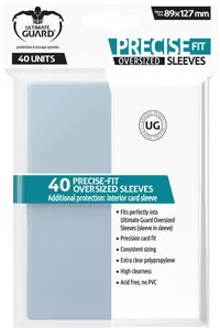 Protecții pentru cărți de joc Ultimate Guard - Precise-Fit Sleeves Oversized, Transparent (40 buc.)