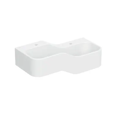 Lavoar dublu pentru copii, alb alpin, 90x39 cm, dreapta, fara preaplin, 2 orificii pentru baterie, Geberit Bambini