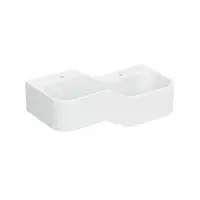 Lavoar dublu pentru copii, alb alpin, 90x39 cm, dreapta, fara preaplin, 2 orificii pentru baterie, Geberit Bambini