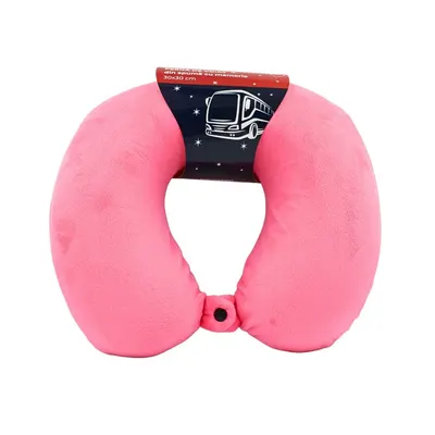 Pernă de călătorie, pentru adulți, culoare roz, din spumă cu memorie, 30 cm