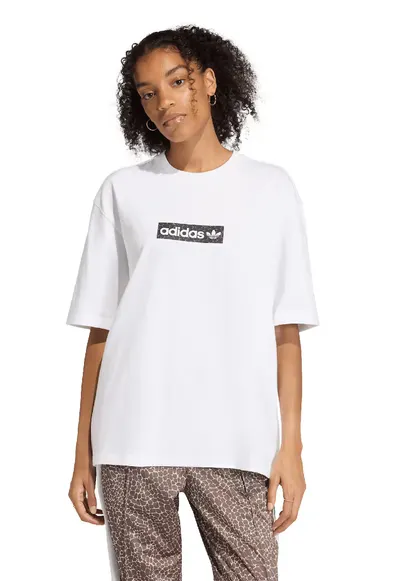 Tricou supradimensionat de bumbac cu imprimeu logo - Alb/Negru