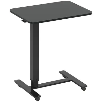 HOMCOM Birou reglabil pe înălțime incl. 4 roți C-Formă 65 cm x 48 cm x 70-110 cm Negru | Aosom Romania