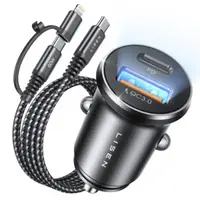 Incarcator Auto Cu Cablu USB-C / Lightning Lisen, 48W, 3A, 1 x USB-A - 1 x USB-C, Negru YL0223080035