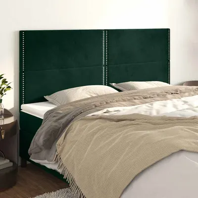 vidaXL Tăblie de pat verde închis 180x5x118/128 cm catifea