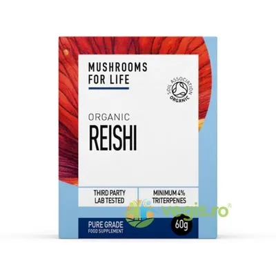 Pulbere de Reishi 1000mg Pure Grade Extract Ecologica/Bio 60g