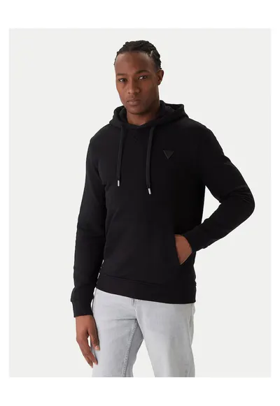 Hanorac barbati negru - model cu gluga