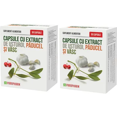 Pachet Capsule cu Extract de Usturoi, Paducel, Vasc 30cps+30cps