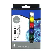Set Culori Gouache Simply Daler Rowney, 6 Culori x 12 ml