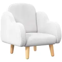 ZONEKIZ Fotoliu pentru copii cu brațe în formă de nor, cu picioare înclinate și material textil, 46 x 51 x 55 cm, alb | Aosom Romania
