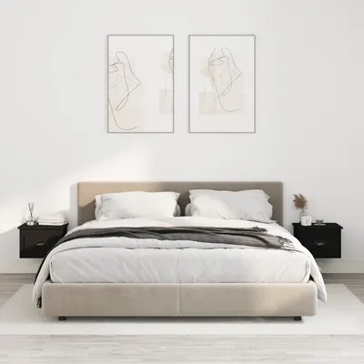 vidaXL Noptiere de perete, 2 buc., negru, 41,5x36x28 cm