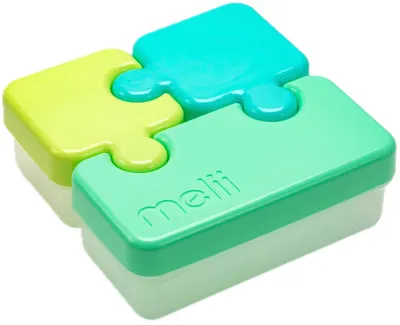 Recipiente pentru depozitarea alimentelor Мelii - Puzzle, 3 buc, albastru-verde