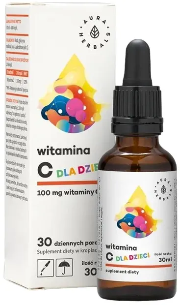 Vitamina C pentru copii, picături, 100 mg, 30 ml, Aura Herbals
