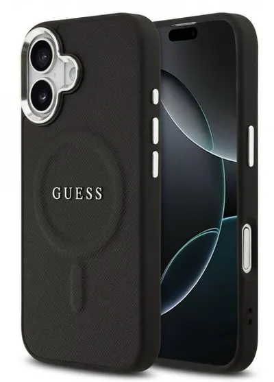 Husă Guess - Saffiano, iPhone 17, MagSafe, negru