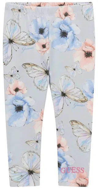Colanți lungi pentru copii Guess - Cu flori și fluturi, multicolori, 12 luni