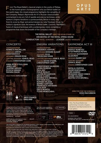 Concerto / Engima / Raymonda (DVD) | The Royal Ballet, Orchestra of the Royal Opera House, Pavel Sorokin, Vasko Vassilev, Anna Rose O'Sullivan, Kevin O'Hare, Christopher Carr