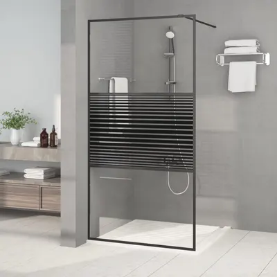 vidaXL Paravan de duș walk-in negru 100x195 cm sticlă ESG transparentă