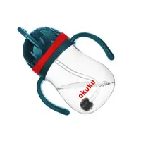 Cana de antrenament Akuku AlbastruRosu 280ml anti-varsare cu manere si pai cu greutate,capac mobil de protectie