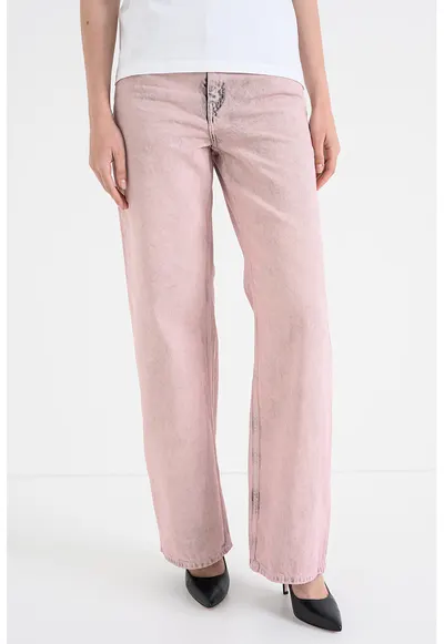Blugi relaxed fit cu talie medie - Roz pastel/Gri antracit
