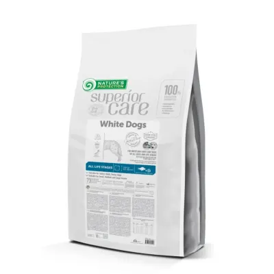 NATURES PROTECTION Superior Care White Dogs, XS-XL, Pește alb, hrană uscată fără cereale câini junior & adult, 10kg